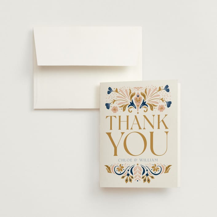 "modern folk" - Wedding Thank You Cards in Blush by GeekInk Design - Front