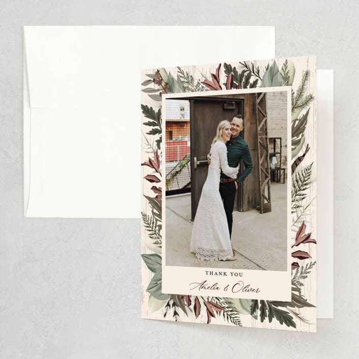 "Woodland Garden" - Wedding Thank You Cards in Mahogany by Susan Moyal - Front