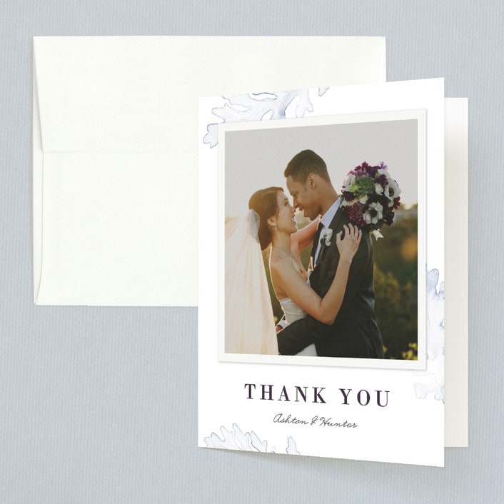 "Evening Bloom" - Wedding Thank You Cards in Eggplant by Snow and Ivy - Front