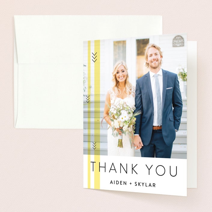 "Direction" - Wedding Thank You Cards in Lemon by Owl and Toad - Front