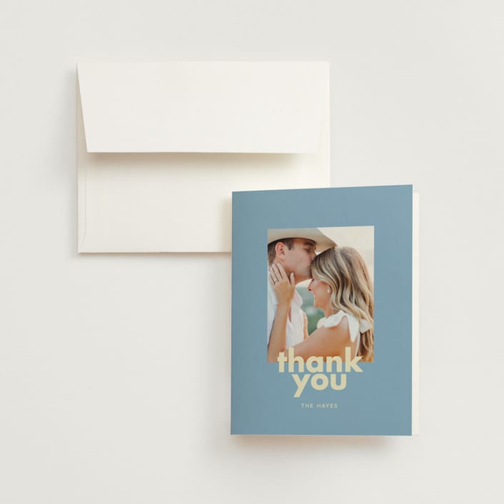 "Sienna" - Wedding Thank You Cards in Skyblue by Ellen Schlegelmilch - Front
