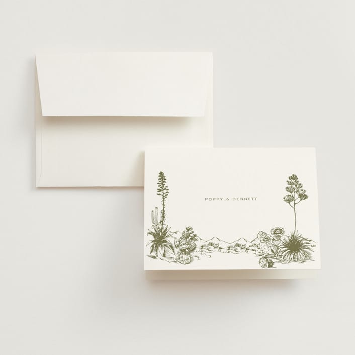 "Rancho" - Wedding Thank You Cards in Verde by Megan Davis - Front