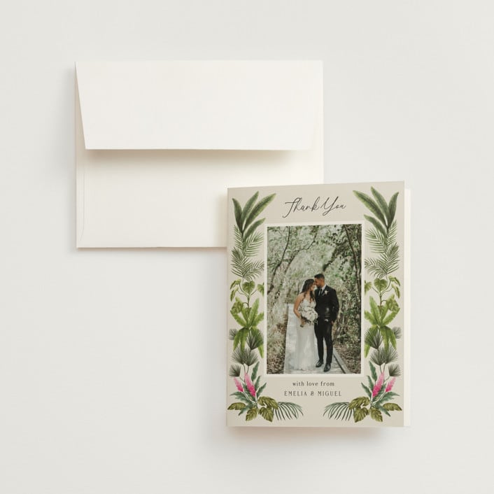 "Tropical garden" - Wedding Thank You Cards in Lime by Elly - Front