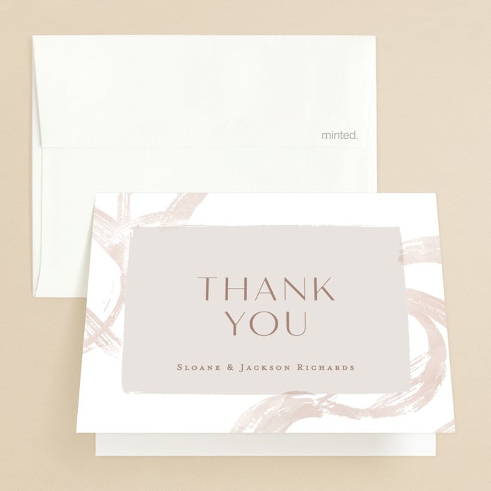 "Modern Rings" - Wedding Thank You Cards in Blush by Hooray Creative - Front