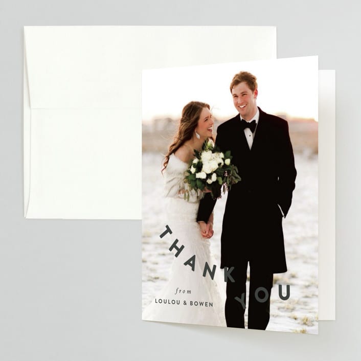 "Eclipse" - Wedding Thank You Cards in Blush by Sara Hicks Malone - Front