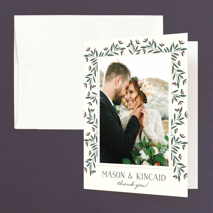 "Wreath of Laurels" - Wedding Thank You Cards in Ivory by Chris Griffith - Front