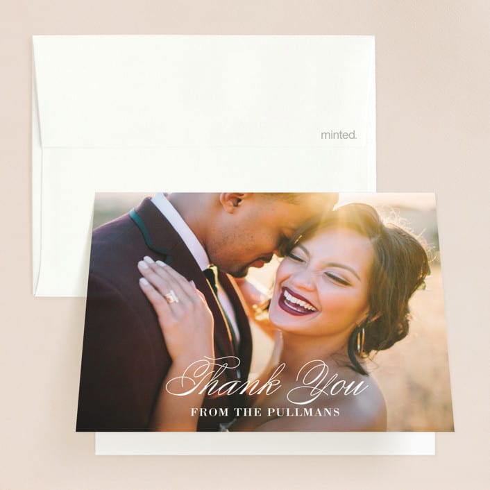 "Elegant Initials" - Wedding Thank You Cards in Smoke by Sandra Picco Design - Front