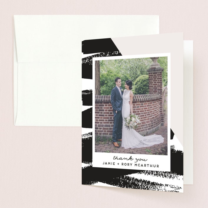 "Brushed Stripes" - Wedding Thank You Cards in Cream by Everett Paper Goods - Front