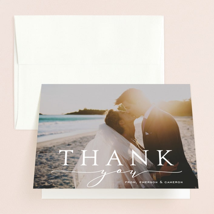 "Paradise" - Wedding Thank You Cards in Midnight Ocean by GeekInk Design - Front