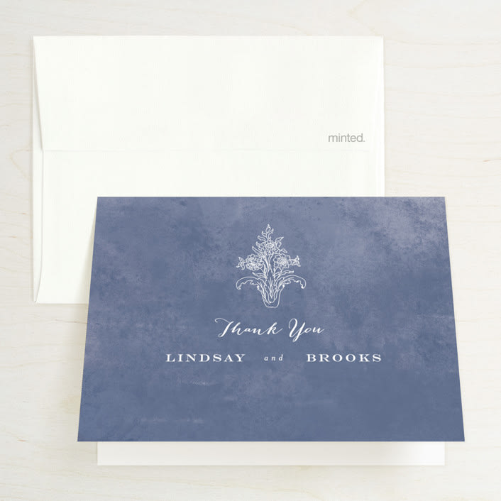 "Ornate" - Wedding Thank You Cards in Indigo by Nazia Hyder - Front