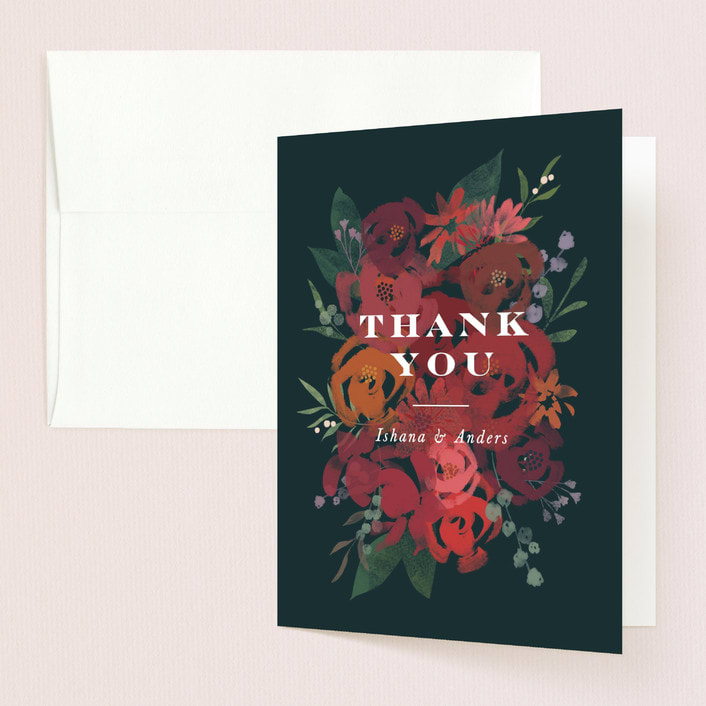 "Midnight Garden" - Wedding Thank You Cards in Deep Sea by Jennifer Wick - Front