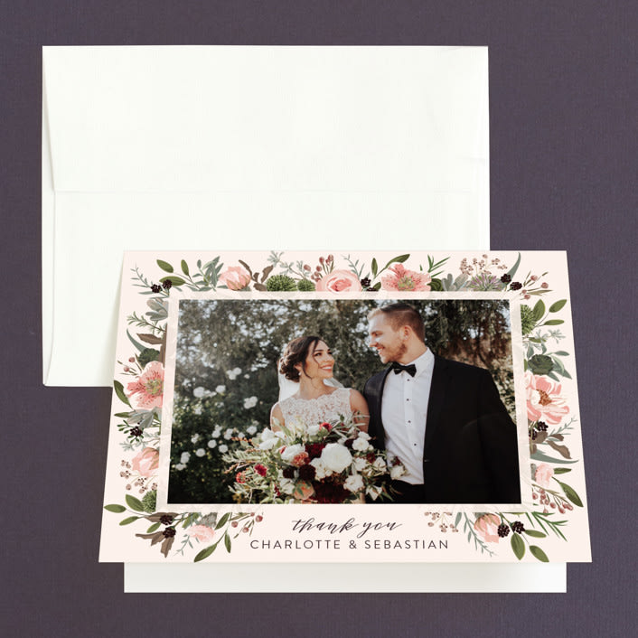 "Desert Blooms" - Wedding Thank You Cards in Blush by Susan Moyal - Front