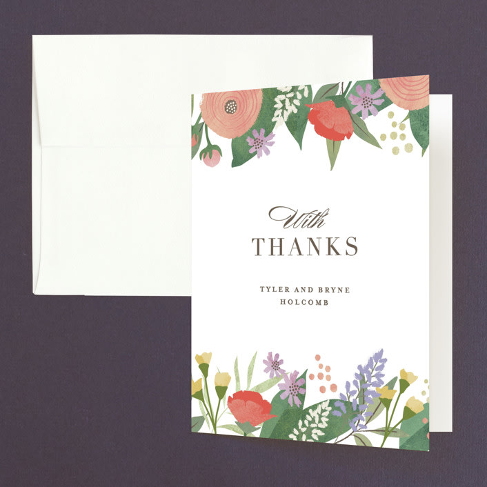 "Floral specimen" - Wedding Thank You Cards in Persimmon by Jennifer Wick - Front
