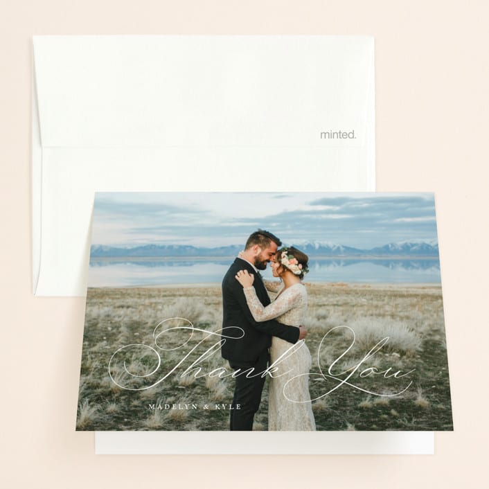 "Encircle" - Wedding Thank You Cards in Pearl by Jennifer Postorino - Front