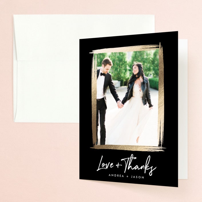 "Brushy frame" - Wedding Thank You Cards in Midnight by Stacey Meacham - Front