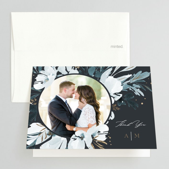 "Romance" - Wedding Thank You Cards in Neptune by Leah Bisch - Front