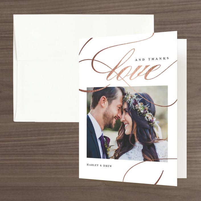 "So in Love" - Wedding Thank You Cards in Rose by Stacey Meacham - Front