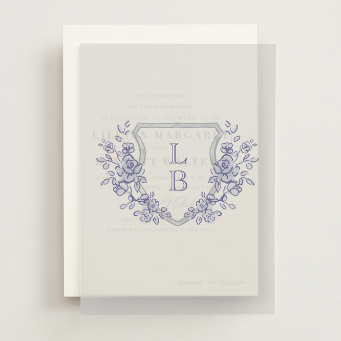 "watercolor flowers crest" - Vellum Overlays in Dusty Blue by Cass Loh - Front