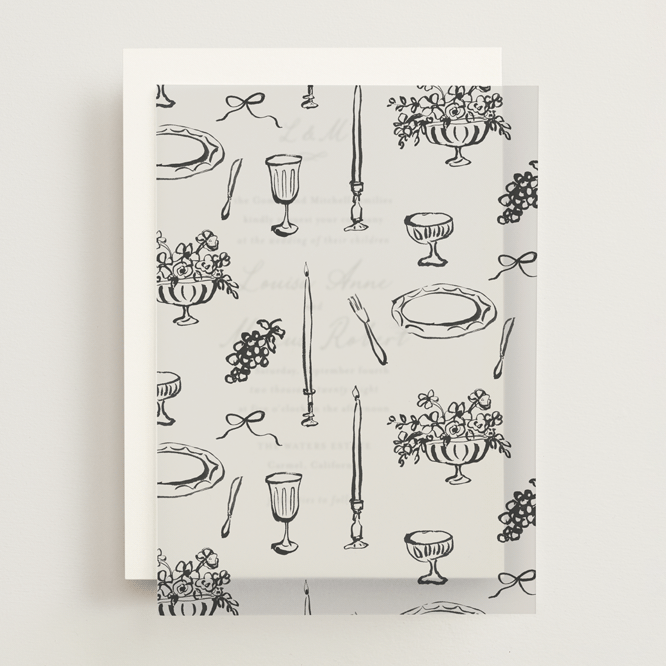 "tablescape drawing" - Vellum Overlays in Black Dahlia by Cass Loh - Front