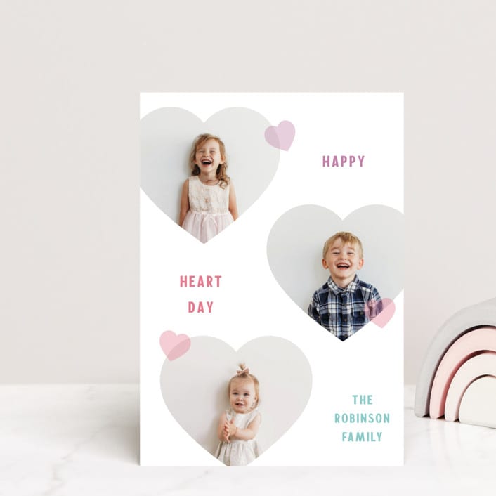 "Triple Hearts" - Valentine's Day Cards in Rainbow by Kelly Watkins - Front