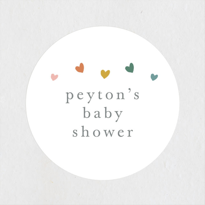 "Tiny Hearts" - Baby Shower Stickers in Hearts Rainbow by Stacey Meacham - Close-Up