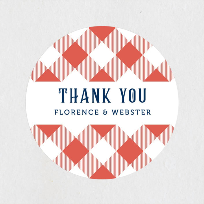 "Backyard Bbq" - Baby Shower Stickers in Ketchup by Paper Sun Studio - Close-Up