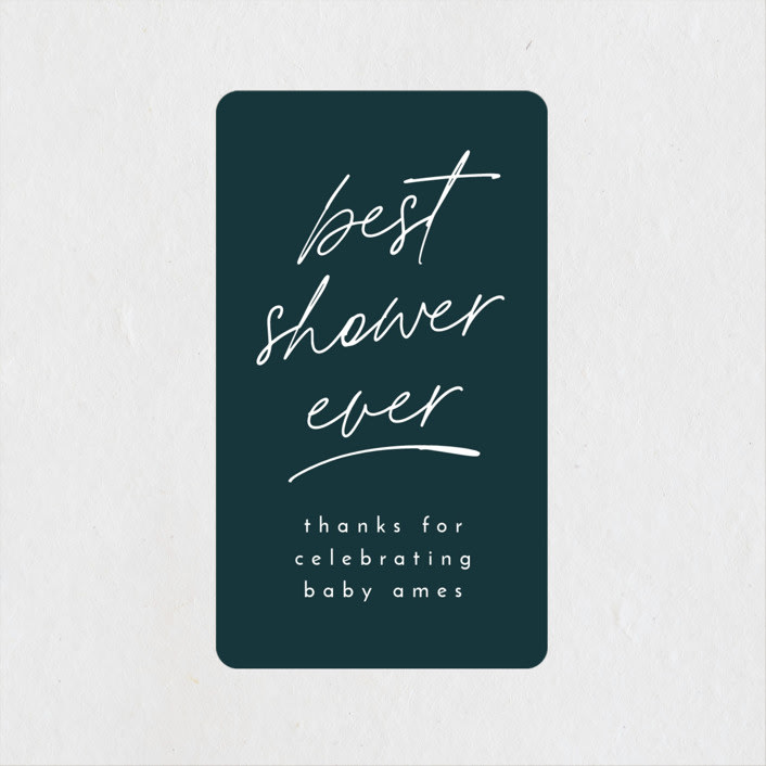 "Like a shower but cooler" - Baby Shower Stickers in Spruce by Lea Delaveris - Close-Up