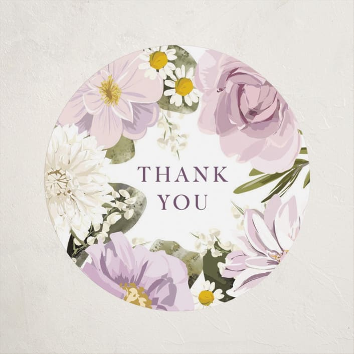 "Floral Wisp" - Baby Shower Stickers in Lavender by Susan Moyal - Close-Up
