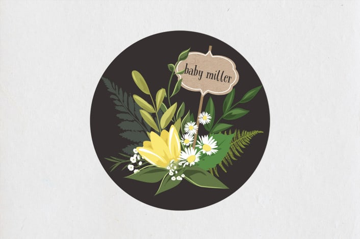 "Go Green Shower" - Baby Shower Stickers in Lemon by Susan Moyal - Close-Up