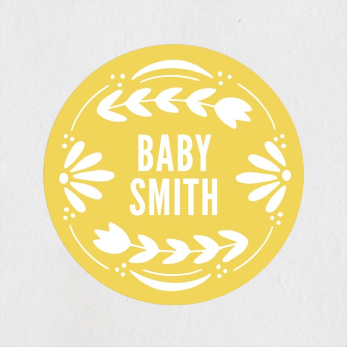"Pretty Picado" - Baby Shower Stickers in Marigold by Jessie Steury - Close-Up
