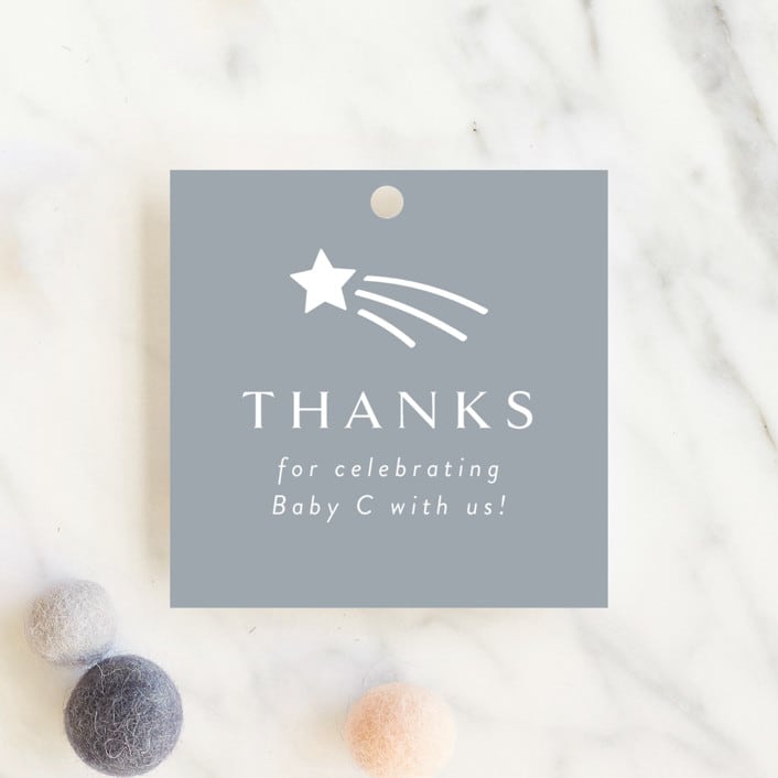"Little Star" - Baby Shower Favor Tags in Slate by Meggy Masters - Front