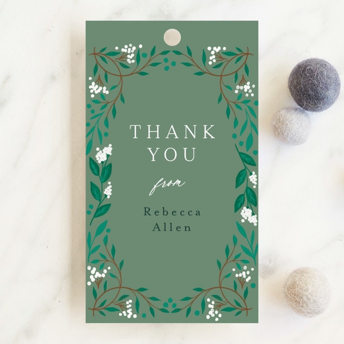 "Illuminated Storybook" - Baby Shower Favor Tags in Evergreen by Alethea and Ruth - Front