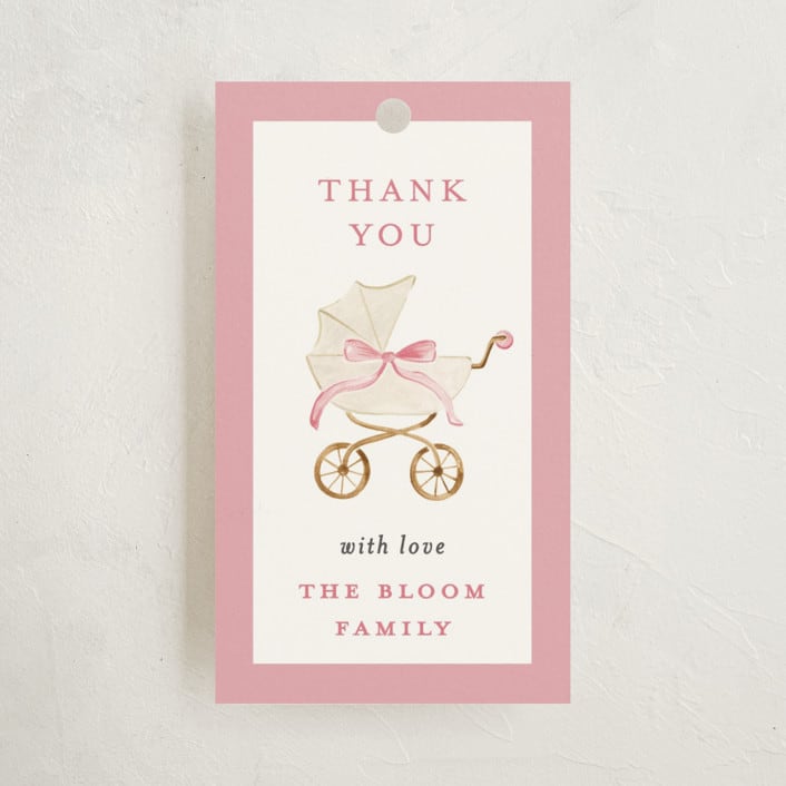 "graceful" - Baby Shower Favor Tags in Peony by Sarah Knight - Front