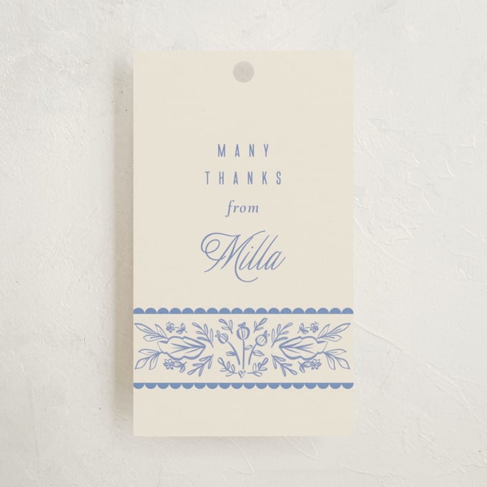 "Bloomy Baby" - Baby Shower Favor Tags in Cobalt by Ana Sharpe - Front