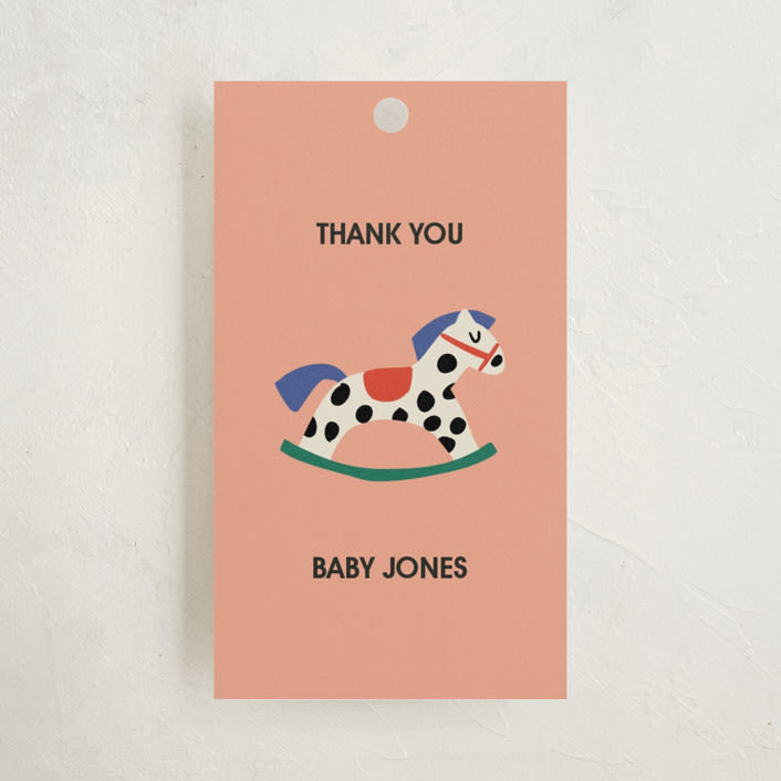 "Rocking Baby Shower" - Baby Shower Favor Tags in Peach by Harriet Richter - Front
