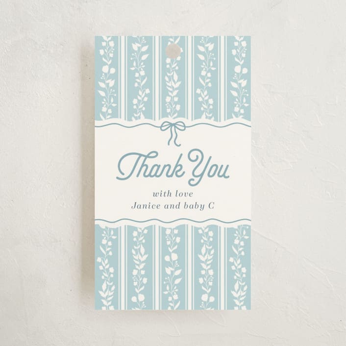 "Vintage Stripe" - Baby Shower Favor Tags in Powder Blue by Anna Black - Front
