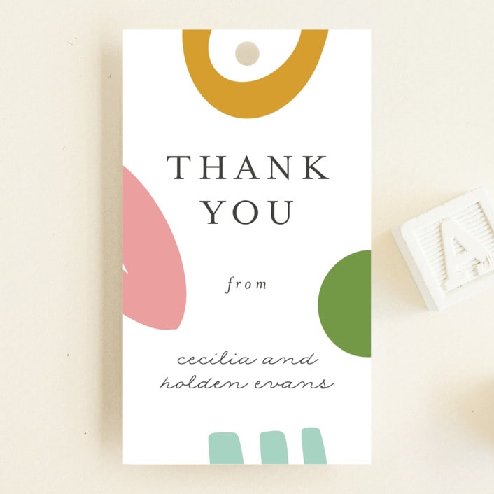 "Rainbow Shapes" - Baby Shower Favor Tags in Rainbow by Morgan Kendall - Front