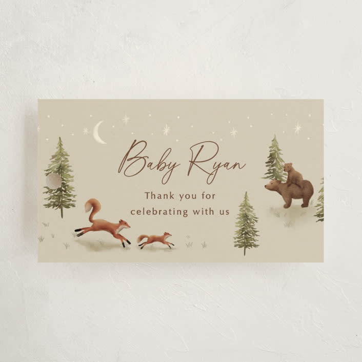 "Forest Adventure" - Baby Shower Favor Tags in Olive by Elly - Front