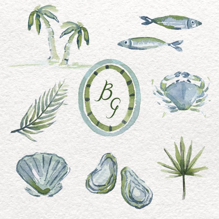 "Alento Watercolor Icon Set" - Commissioned Design Element in green by Pati Cascino