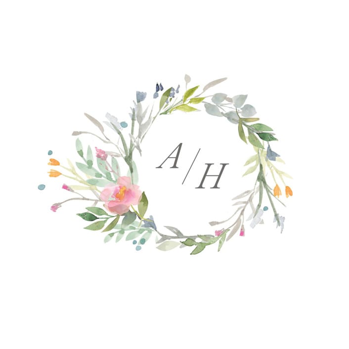 "Custom Watercolor Wreath Crest" - Commissioned Design Element in green by Lori Wemple