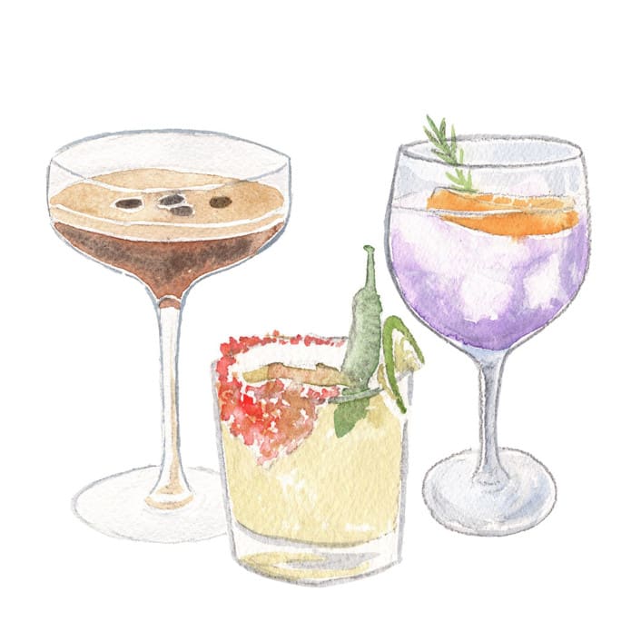 "Custom Cocktail Watercolor Icon" - Commissioned Design Element in multicolor by Cotton and Bow