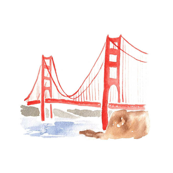 "Custom Monument Watercolor Icon" - Commissioned Design Element in multicolor by Cotton and Bow