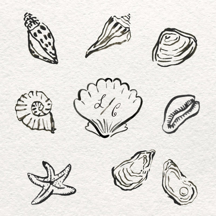 "Puglia Watercolor Icon Set" - Commissioned Design Element in black by Pati Cascino