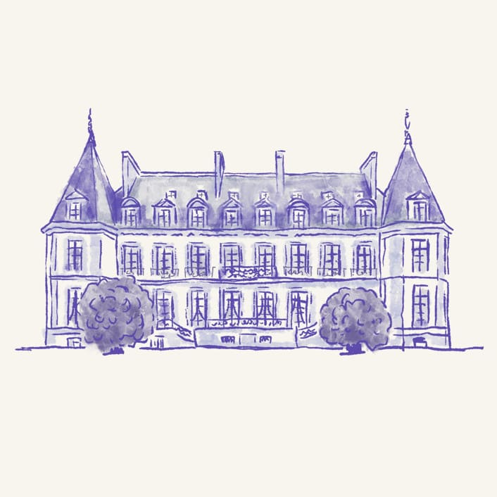 "Custom Monochrome Watercolor Venue" - Commissioned Design Element in beige by Cass Loh