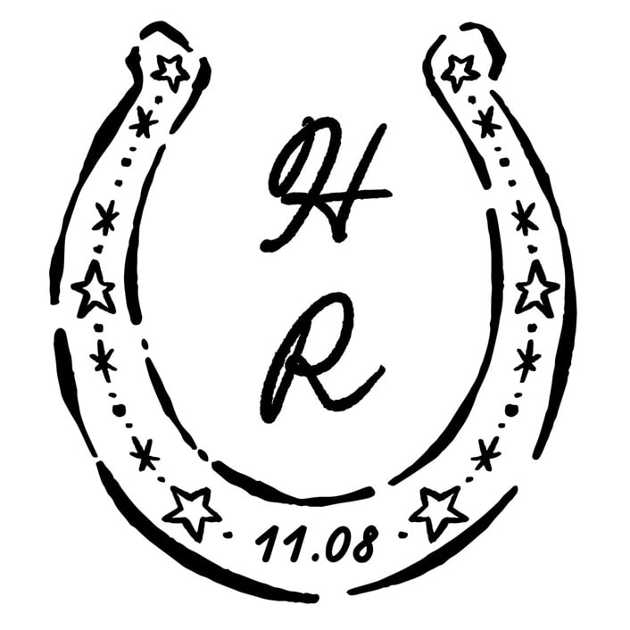 "Custom Monogram Horse Shoe Crest" - Commissioned Design Element in black by Claudia Orengo