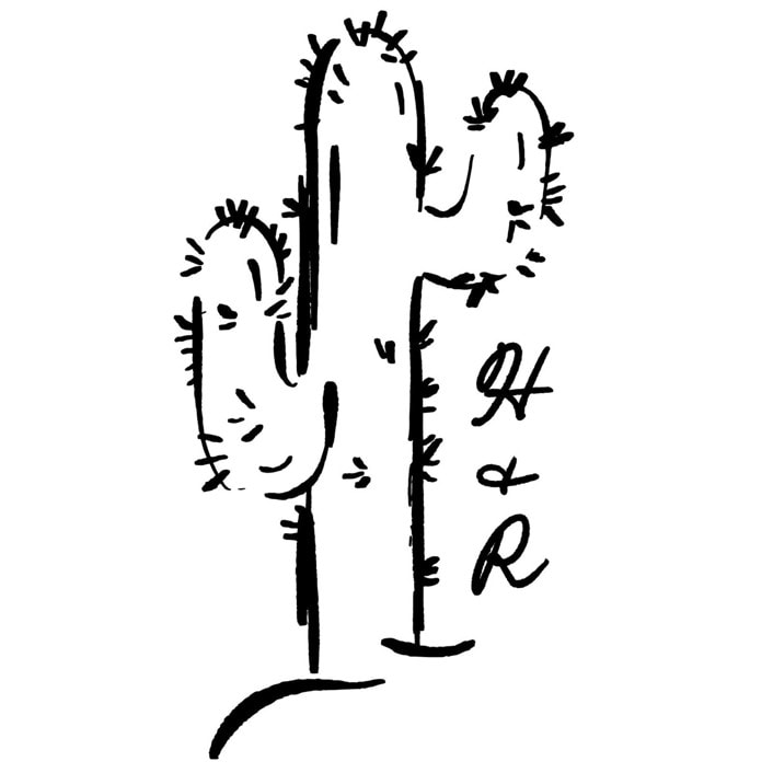 "Custom Monogram Cactus Desert Crest" - Commissioned Design Element in black by Claudia Orengo