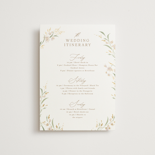"Meadow" - Wedding Weekend Itinerary Cards in Spring Mist by Erin L. Wilson - Front