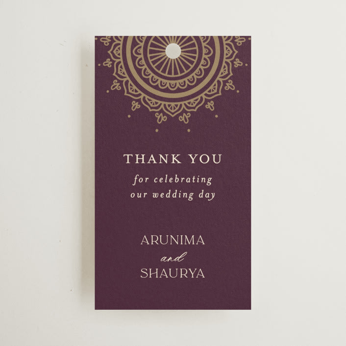 "Arunima" - Wedding Favor Tags in Plum by Randi Cirelli - Front