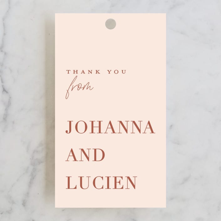 "Classic refresh" - Wedding Favor Tags in Peaches by Stacey Meacham - Front