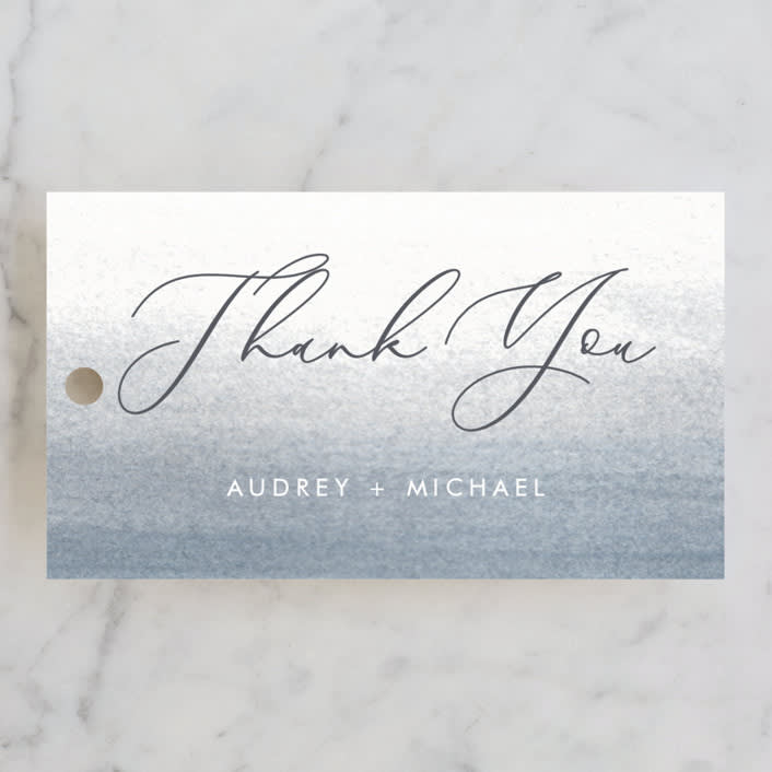 "Romantic Watercolor" - Wedding Favor Tags in Mist by Sparkvites - Front